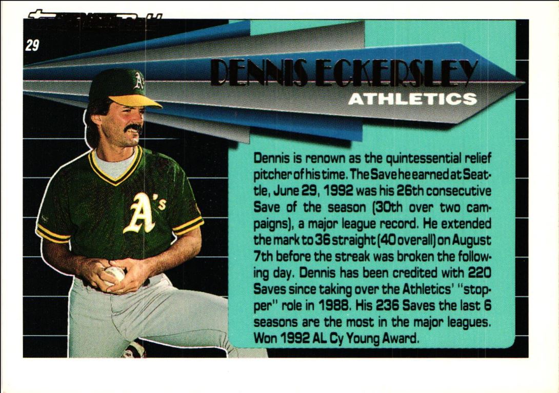 1993 Topps Black Gold Dennis Eckersley