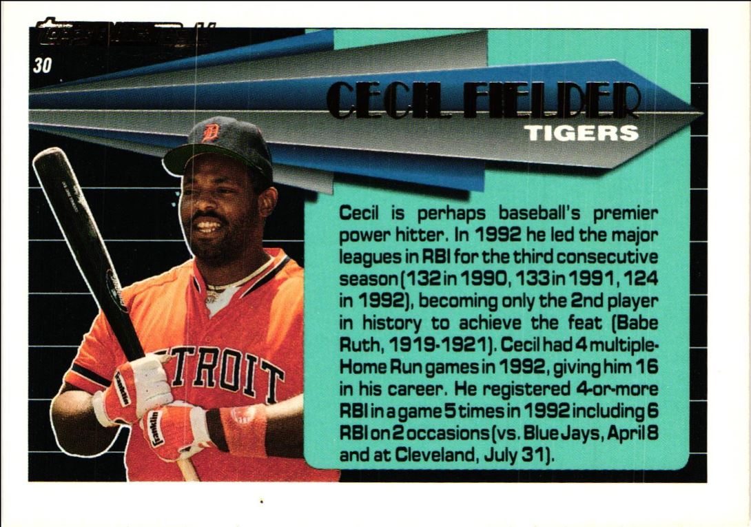 1993 Topps Black Gold Cecil Fielder