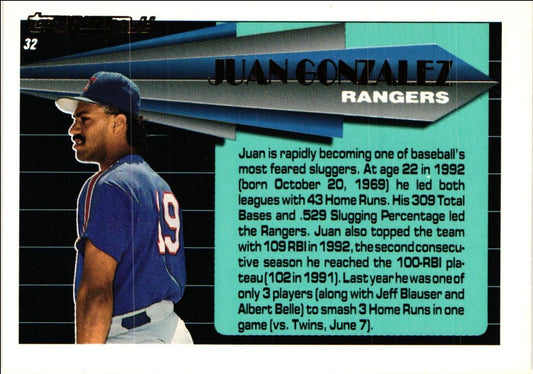 1993 Topps Black Gold Juan Gonzalez