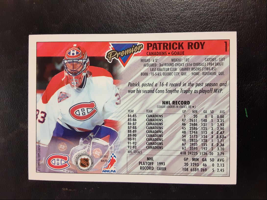 1993 Topps Premier Patrick Roy