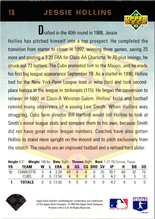 1993 Upper Deck Jessie Hollins