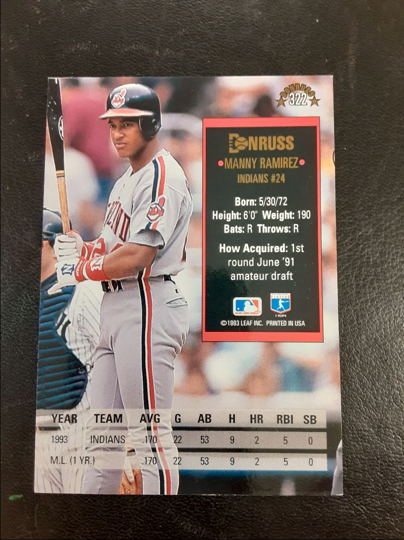 1994 Donruss Rated Rookie Manny Ramirez