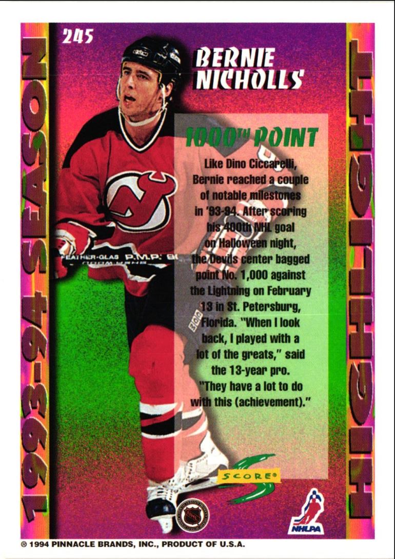 1994 Score Bernie Nicholls