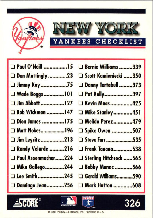 1994 Score New York Yankees