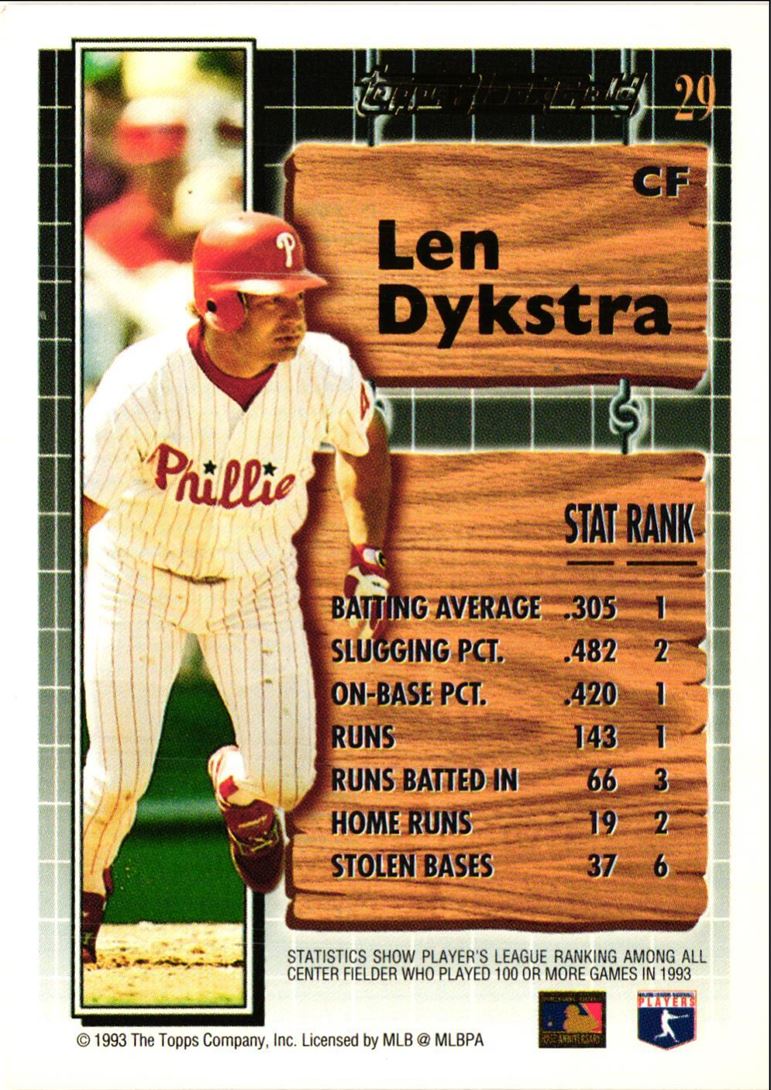 1994 Topps Black Gold Lenny Dykstra