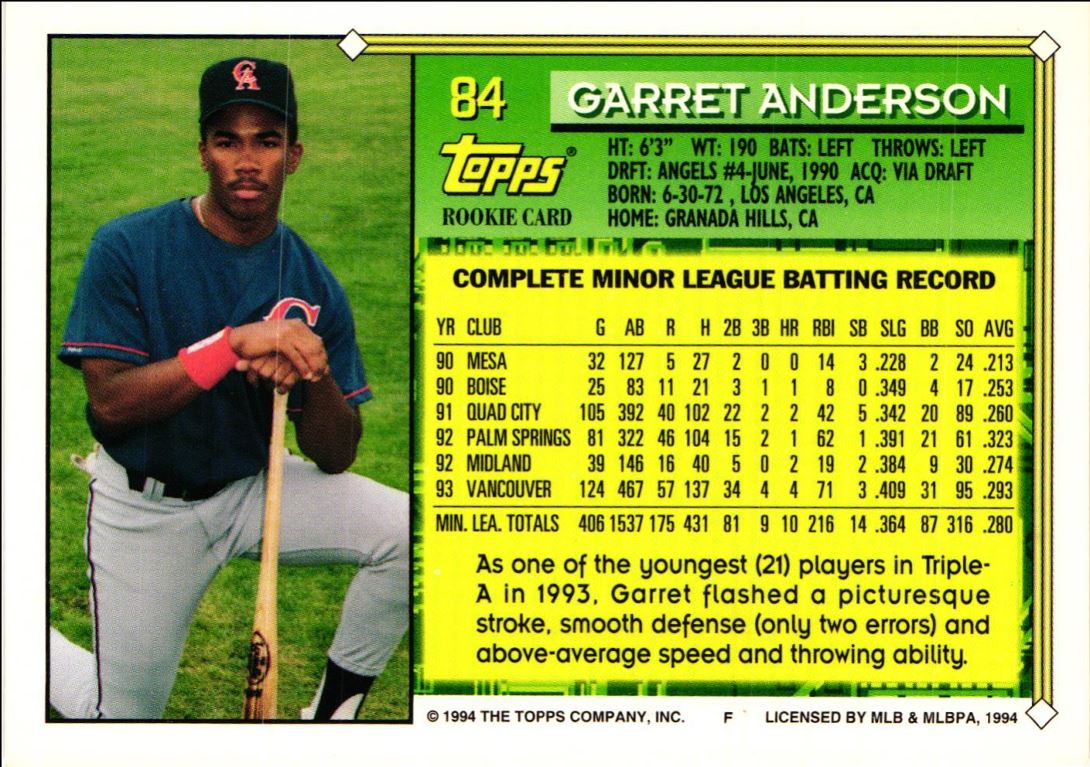 1994 Topps Gold Garret Anderson