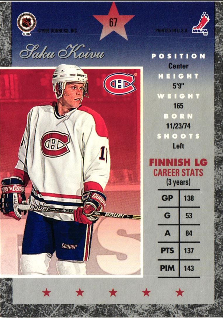 1995 Donruss Elite Saku Koivu