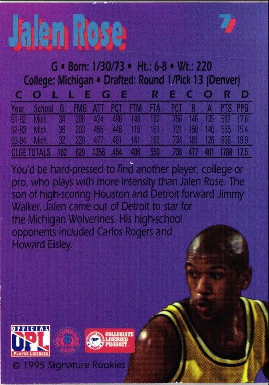 1995 Signature Rookies Kromax Jalen Rose