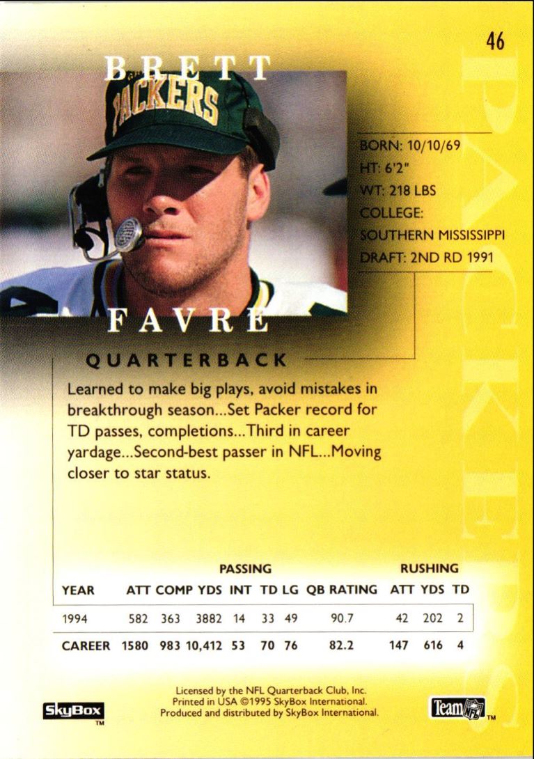 1995 SkyBox Premium Brett Favre