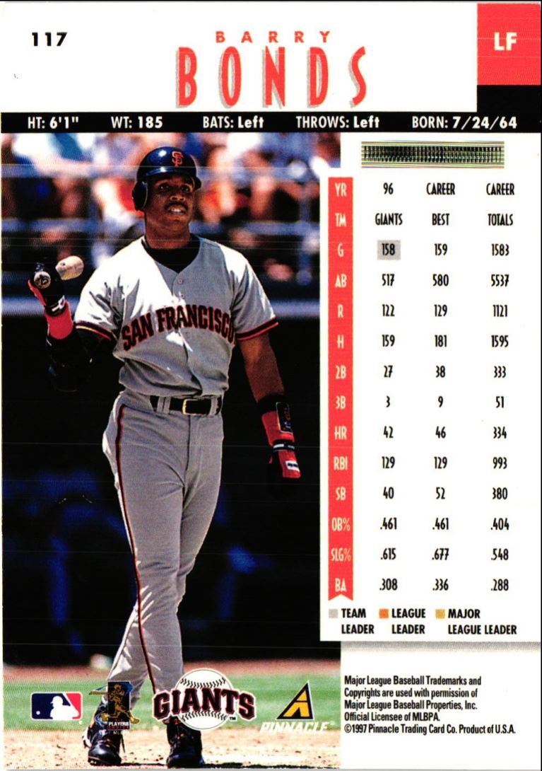 1997 New Pinnacle Barry Bonds