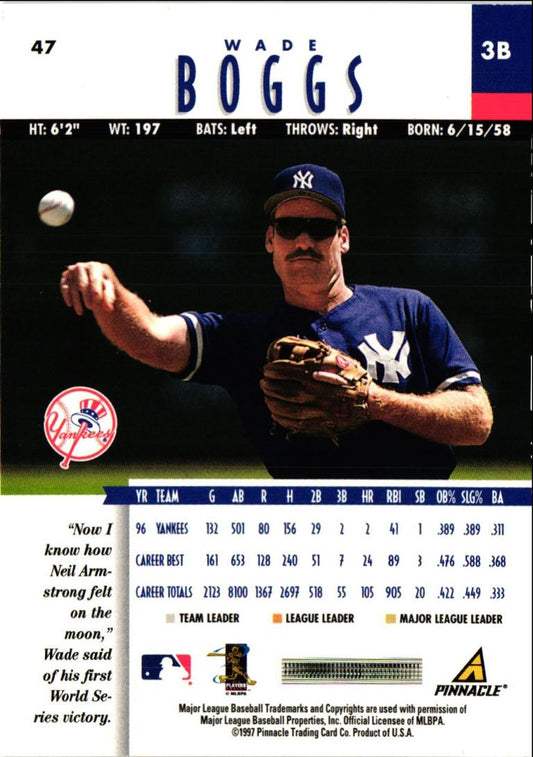 1997 New Pinnacle Wade Boggs