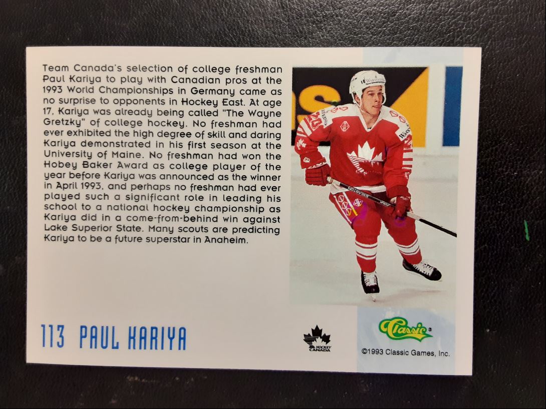 1998 Classic '93 Hockey Draft Paul Kariya