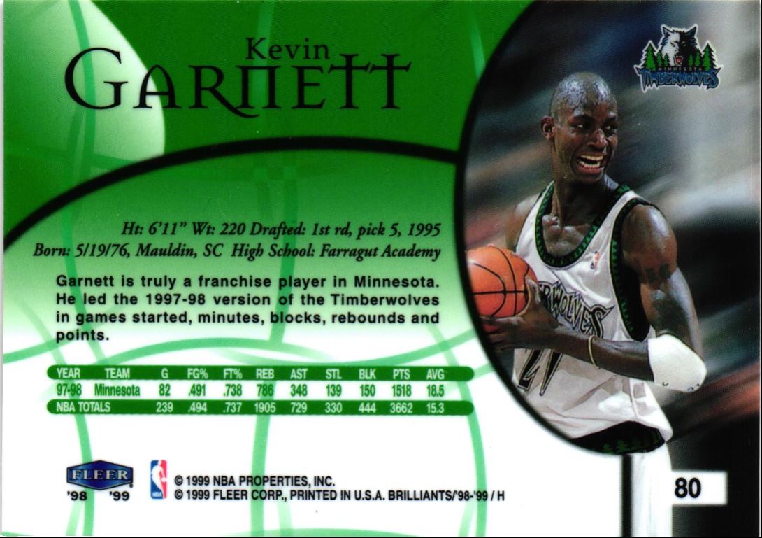 1998 Fleer Brilliants Kevin Garnett