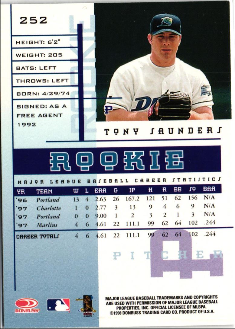 1998 Leaf Rookies & Stars Tony Saunders