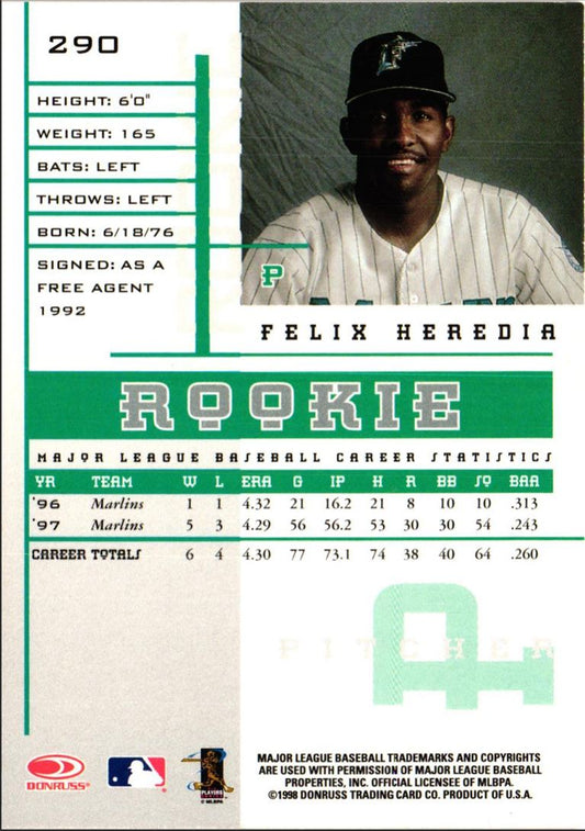 1998 Leaf Rookies & Stars Felix Heredia