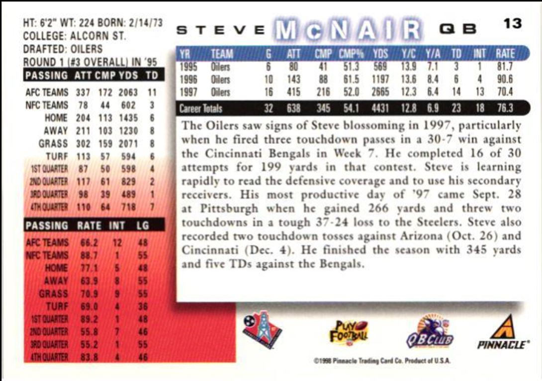 1998 Score Steve McNair