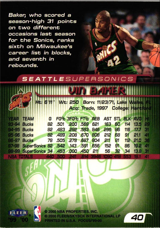 1999 Fleer Focus Vin Baker