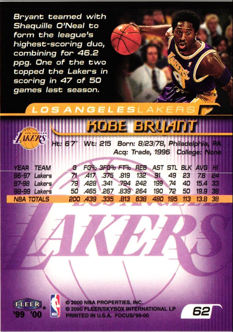 1999 Fleer Focus Kobe Bryant