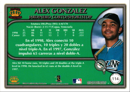 1999 Pacific Crown Collection Alex Gonzalez