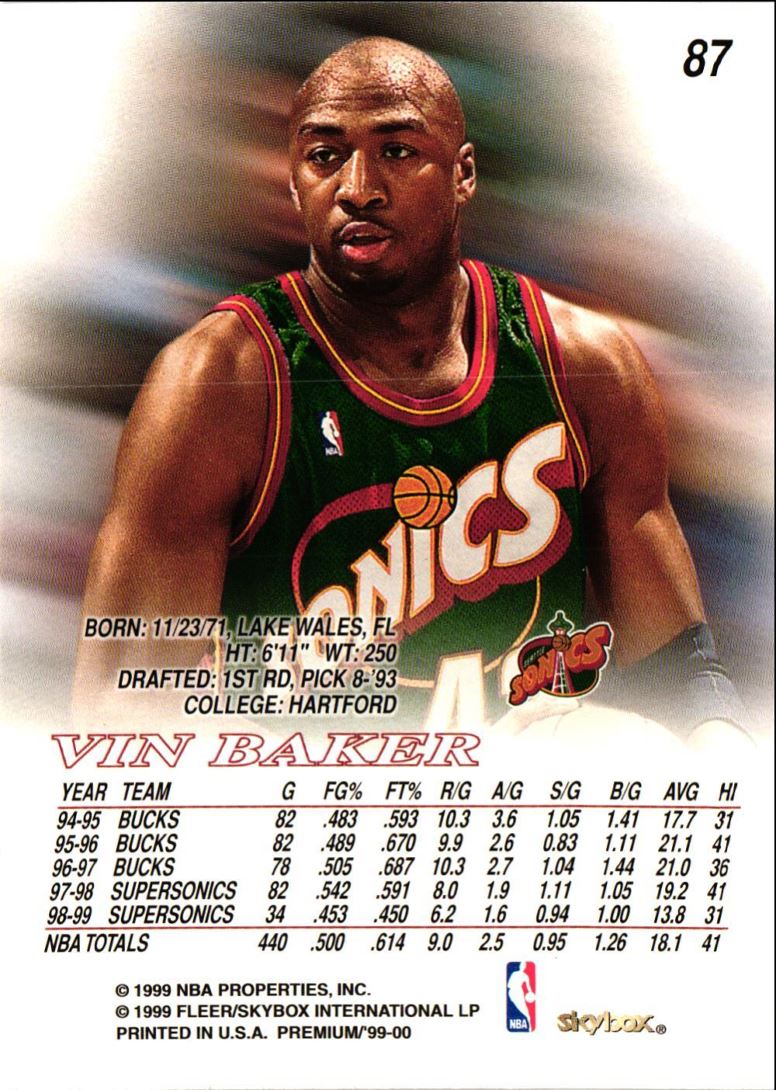 1999 SkyBox Premium Vin Baker