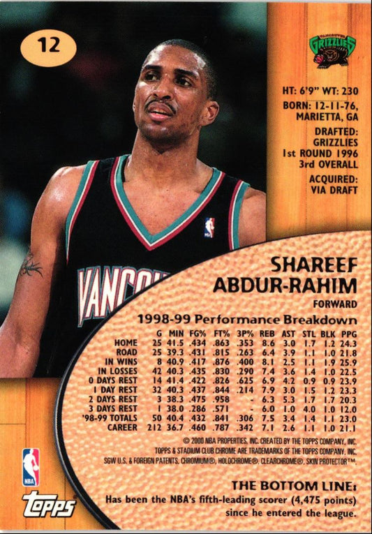 1999 Stadium Club Chrome Shareef Abdur-Rahim