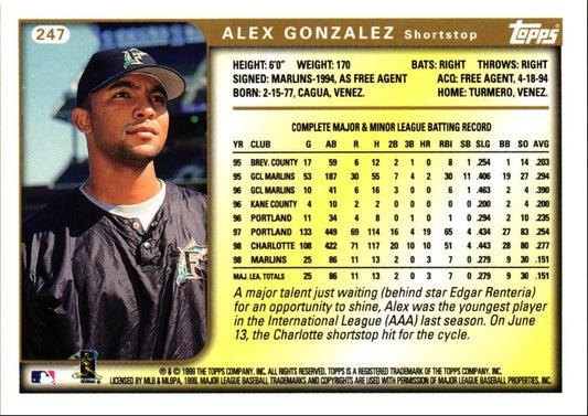 1999 Topps Alex Gonzalez