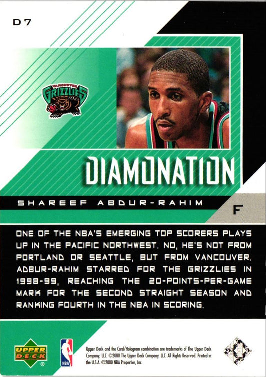 1999 Upper Deck Black Diamond Diamonation Shareef Abdur-Rahim