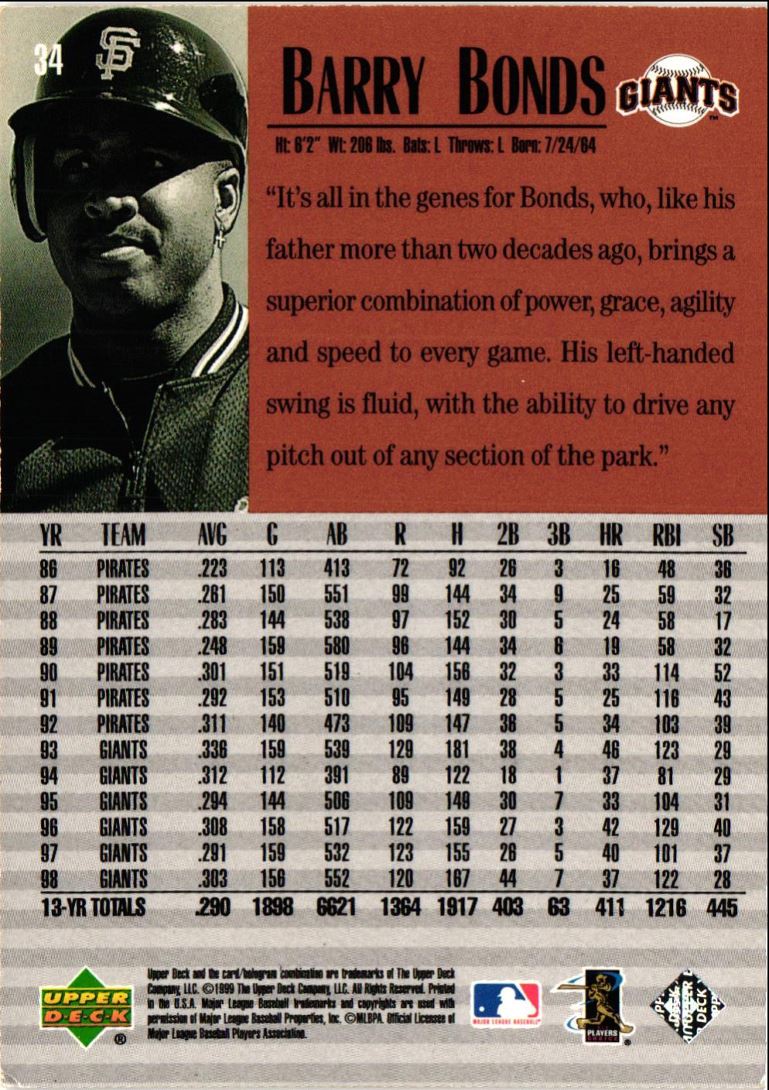 1999 Upper Deck Century Legends Barry Bonds