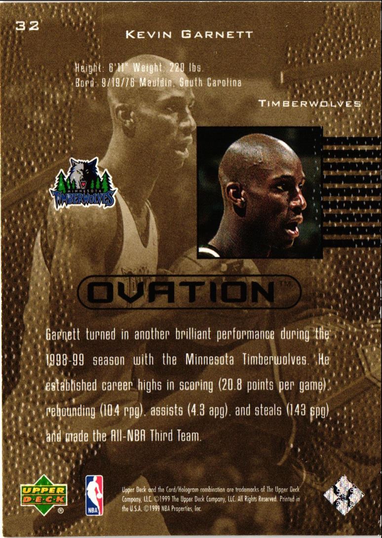 1999 Upper Deck Ovation Kevin Garnett