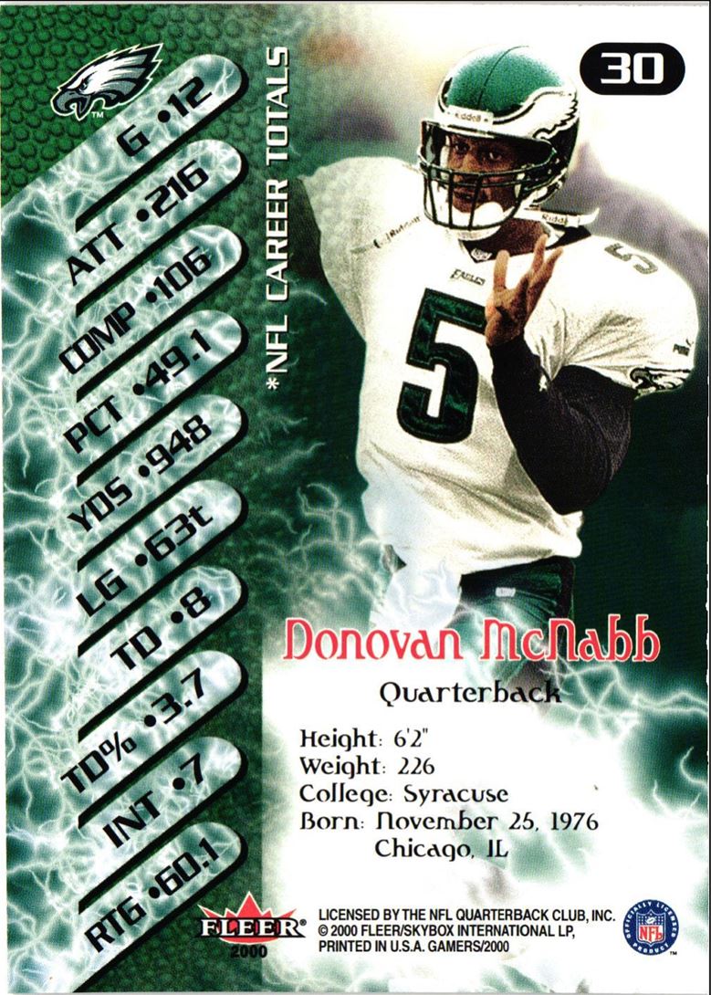 2000 Fleer Gamers Donovan McNabb