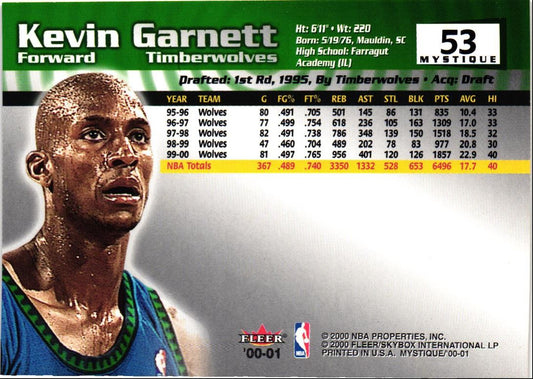 2000 Fleer Mystique Kevin Garnett