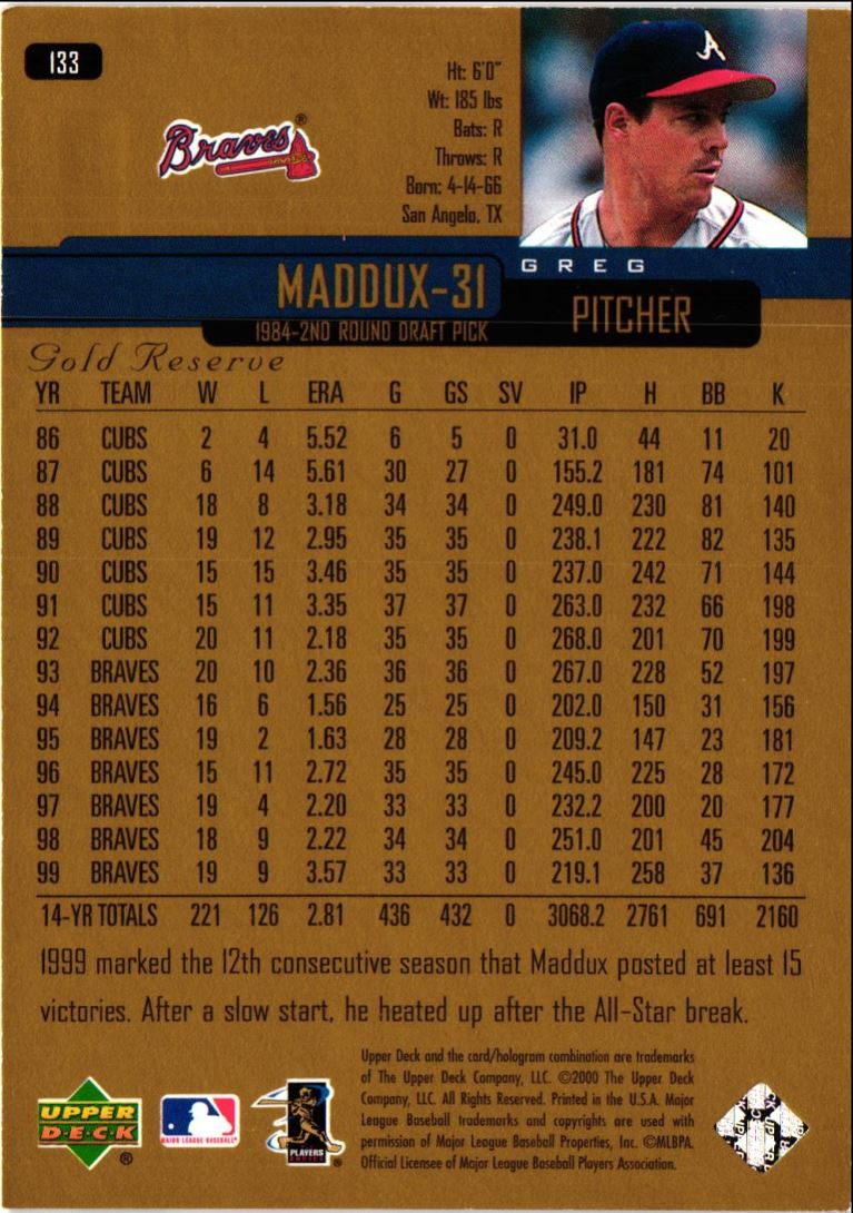 2000 Upper Deck Greg Maddux