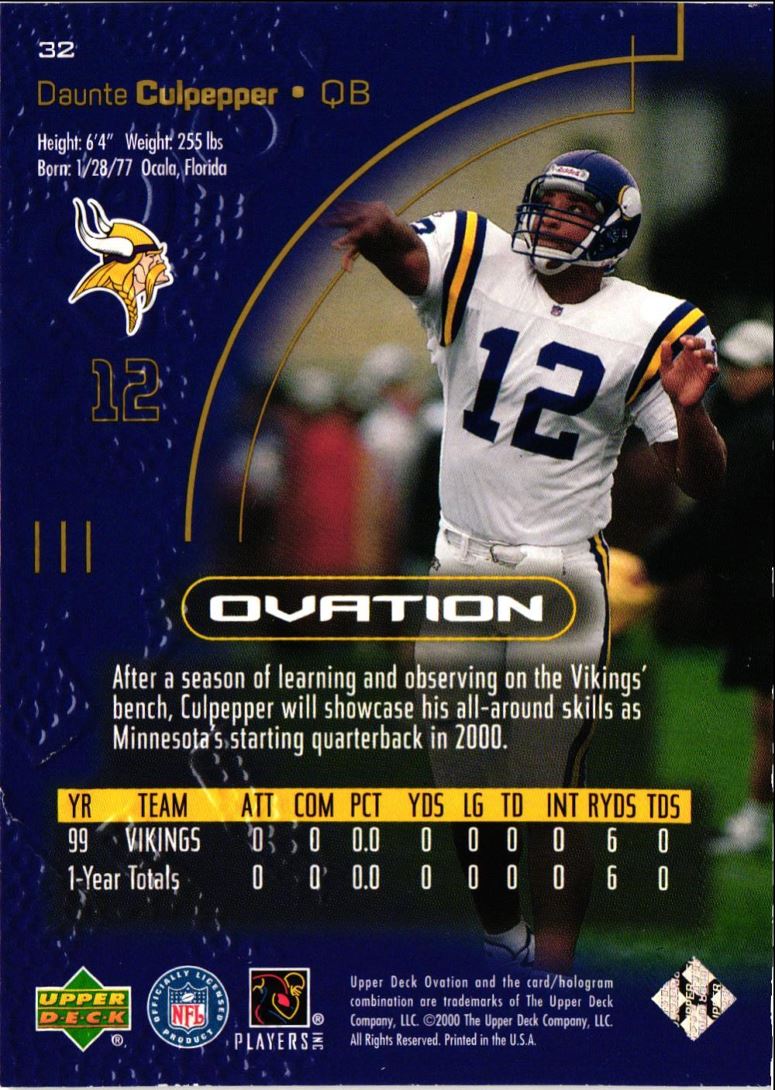 2000 Upper Deck Ovation Daunte Culpepper