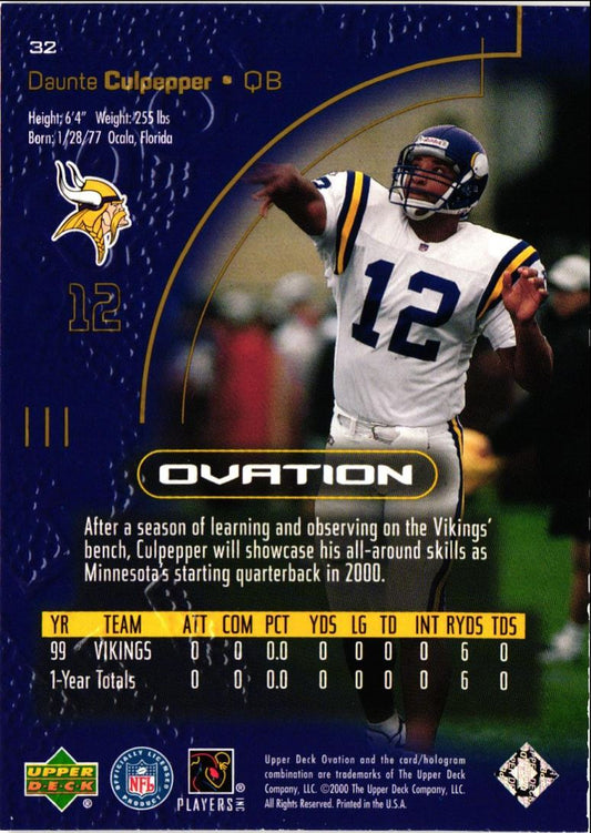 2000 Upper Deck Ovation Daunte Culpepper