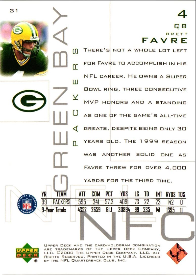 2000 Upper Deck Pros & Prospects Brett Favre