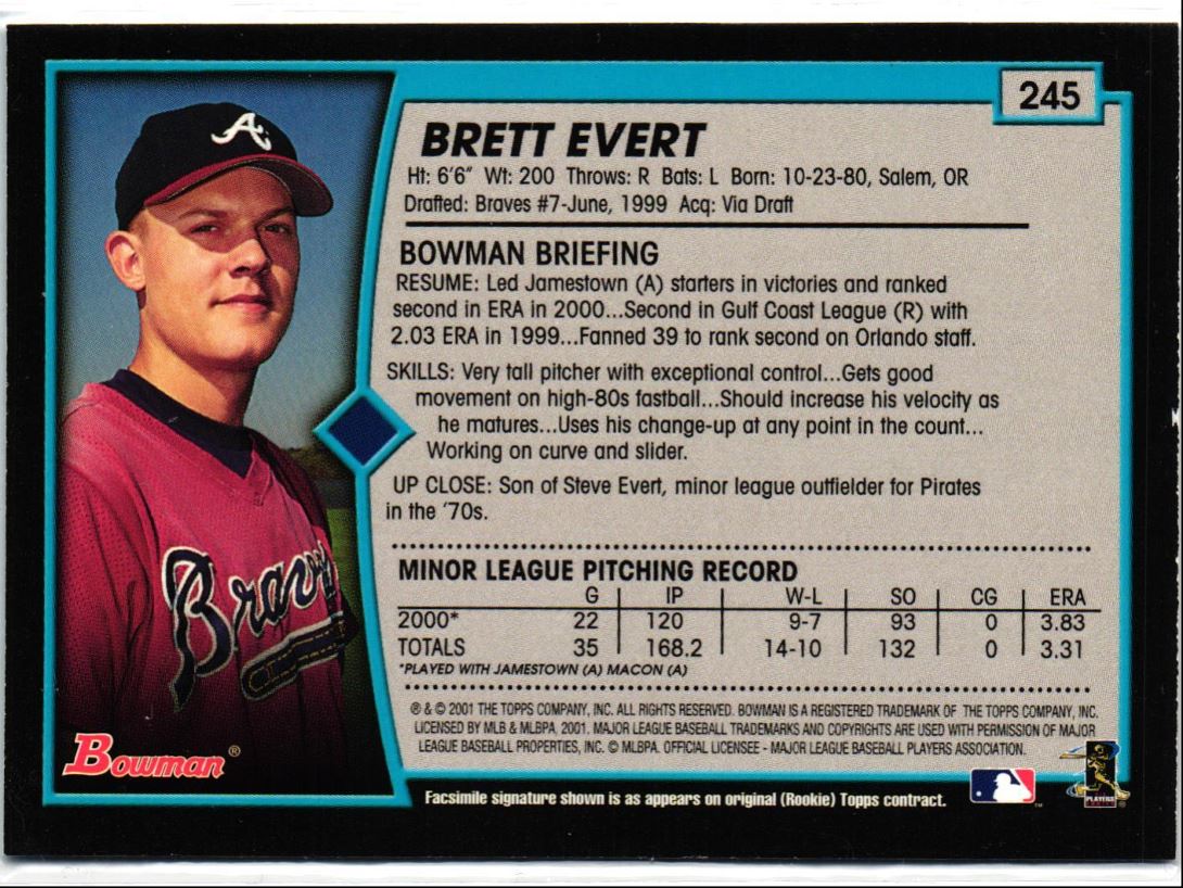 2001 Bowman Brett Evert