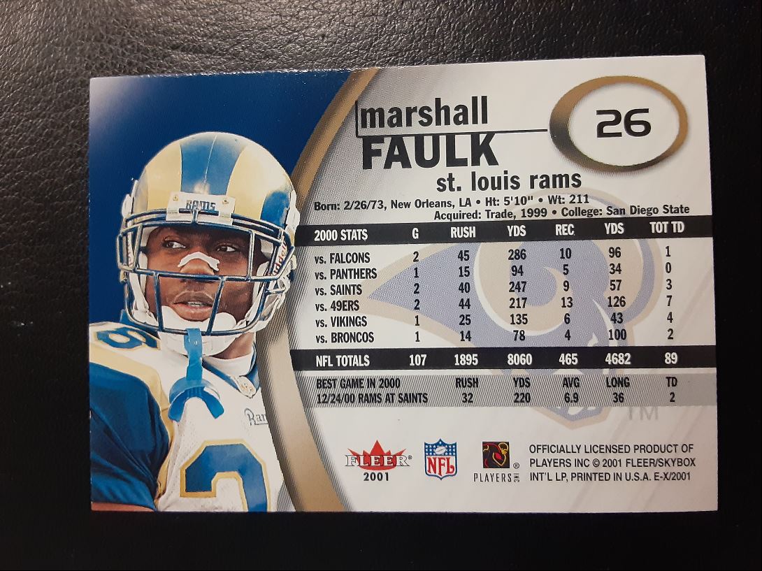 2001 Fleer E-X Marshall Faulk