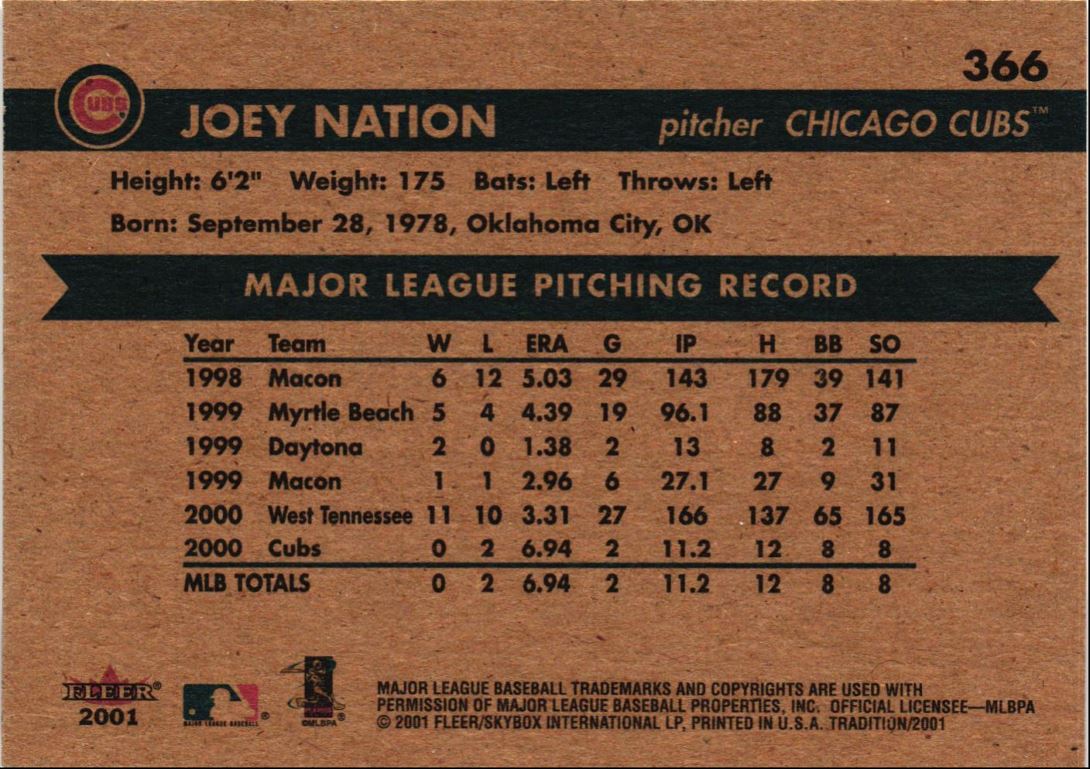 2001 Fleer Tradition Joey Nation