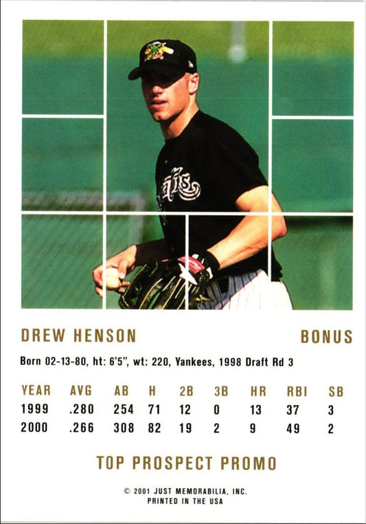 2001 Just 2K1 Top Prospect Promos Gold Drew Henson