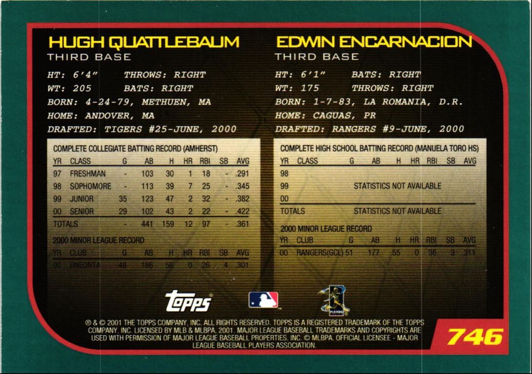 2001 Topps Hugh Quattlebaum/Edwin Encarnacion