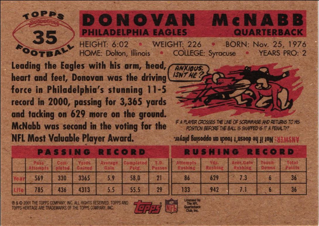 2001 Topps Heritage Donovan McNabb