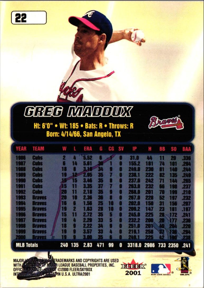 2001 Ultra Greg Maddux