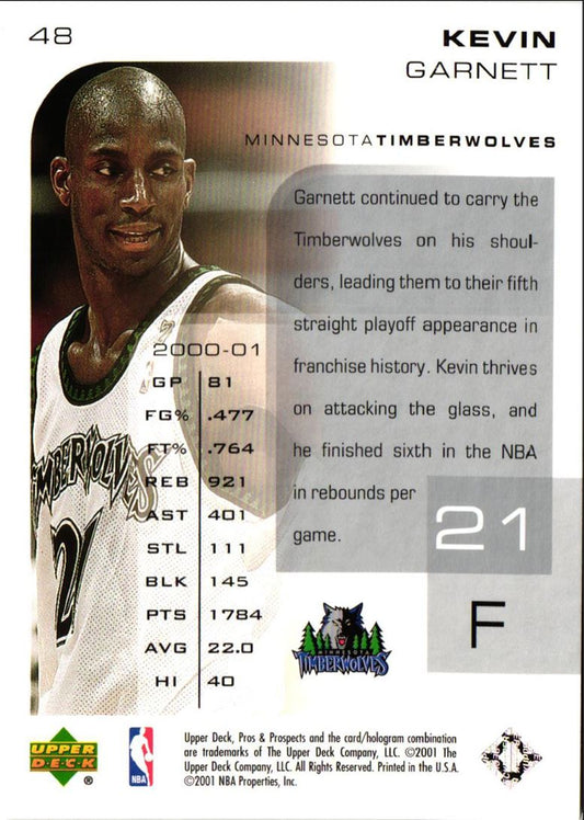 2001 Upper Deck Pros & Prospects Kevin Garnett