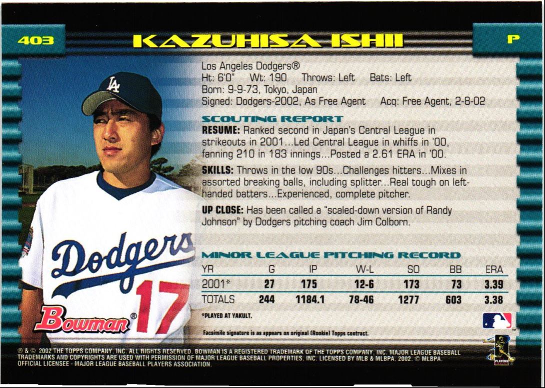 2002 Bowman Kazuhisa Ishii