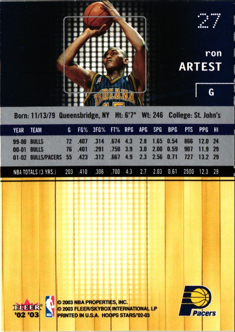 2002 Hoops Stars Ron Artest