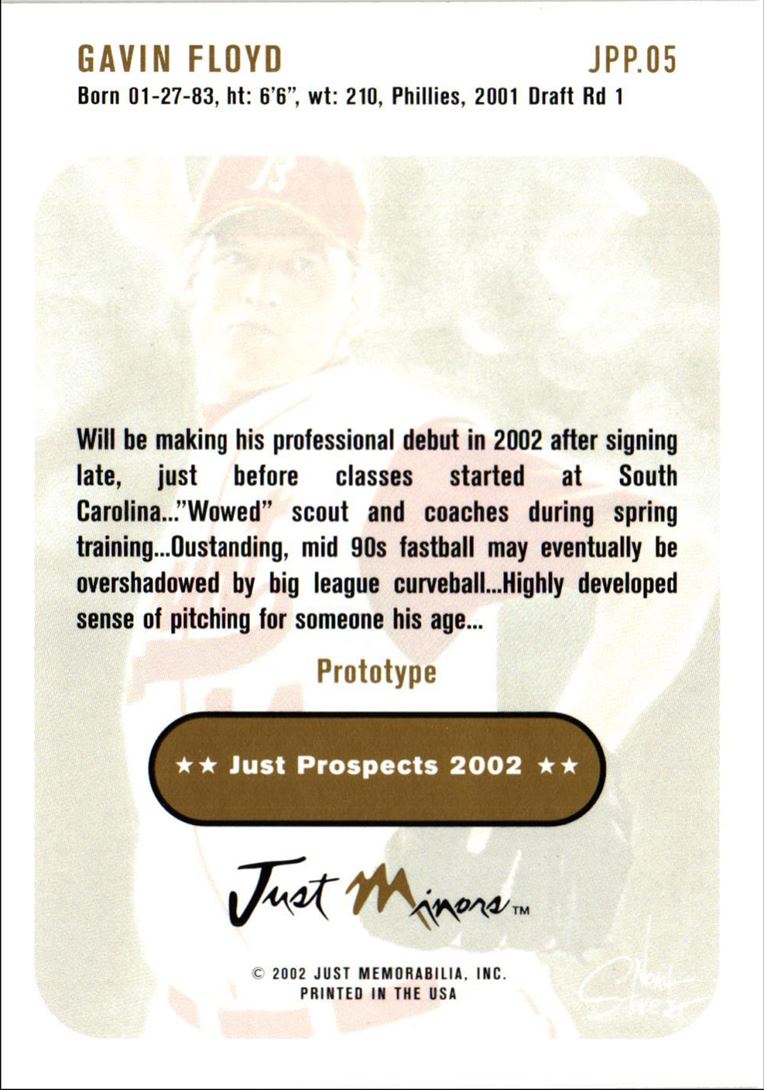 2002 Just Prospects Prototypes Gavin Floyd