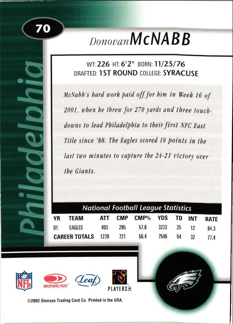 2002 Leaf Certified Donovan McNabb