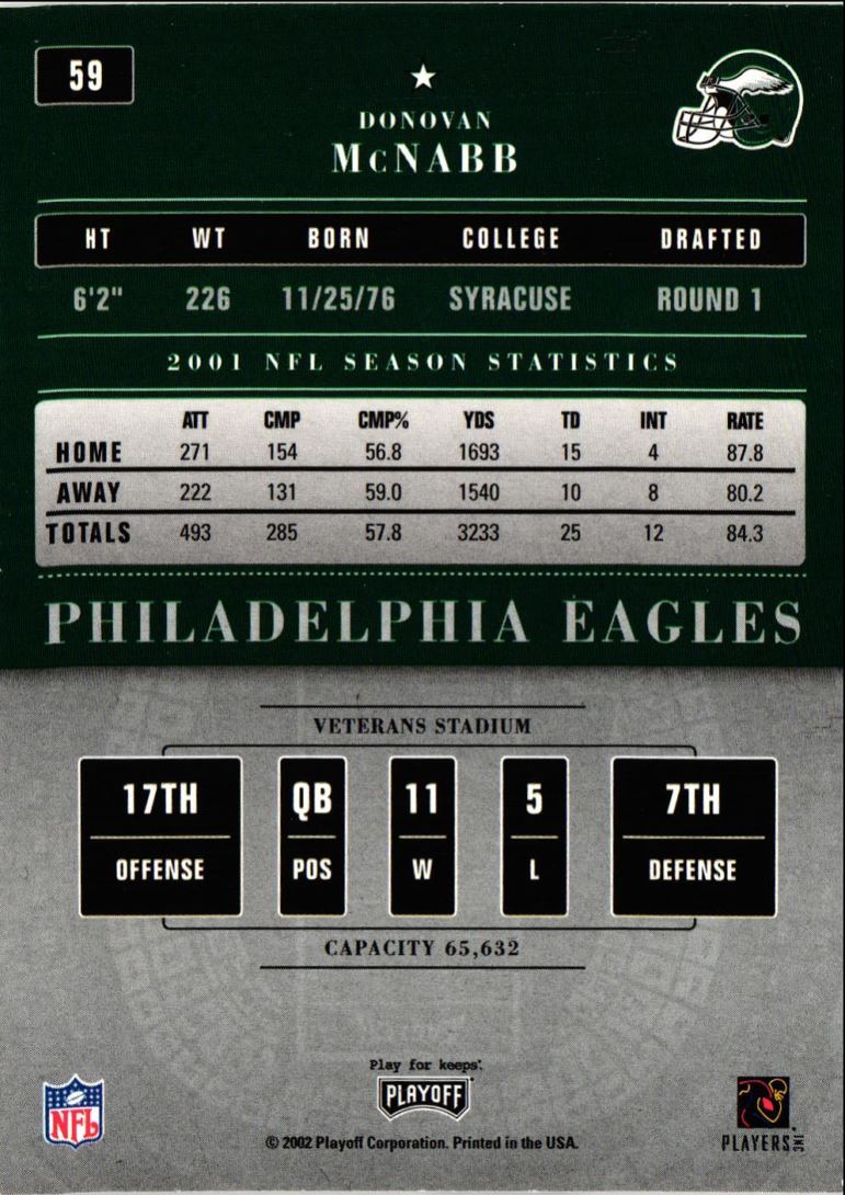 2002 Playoff Contenders Donovan McNabb