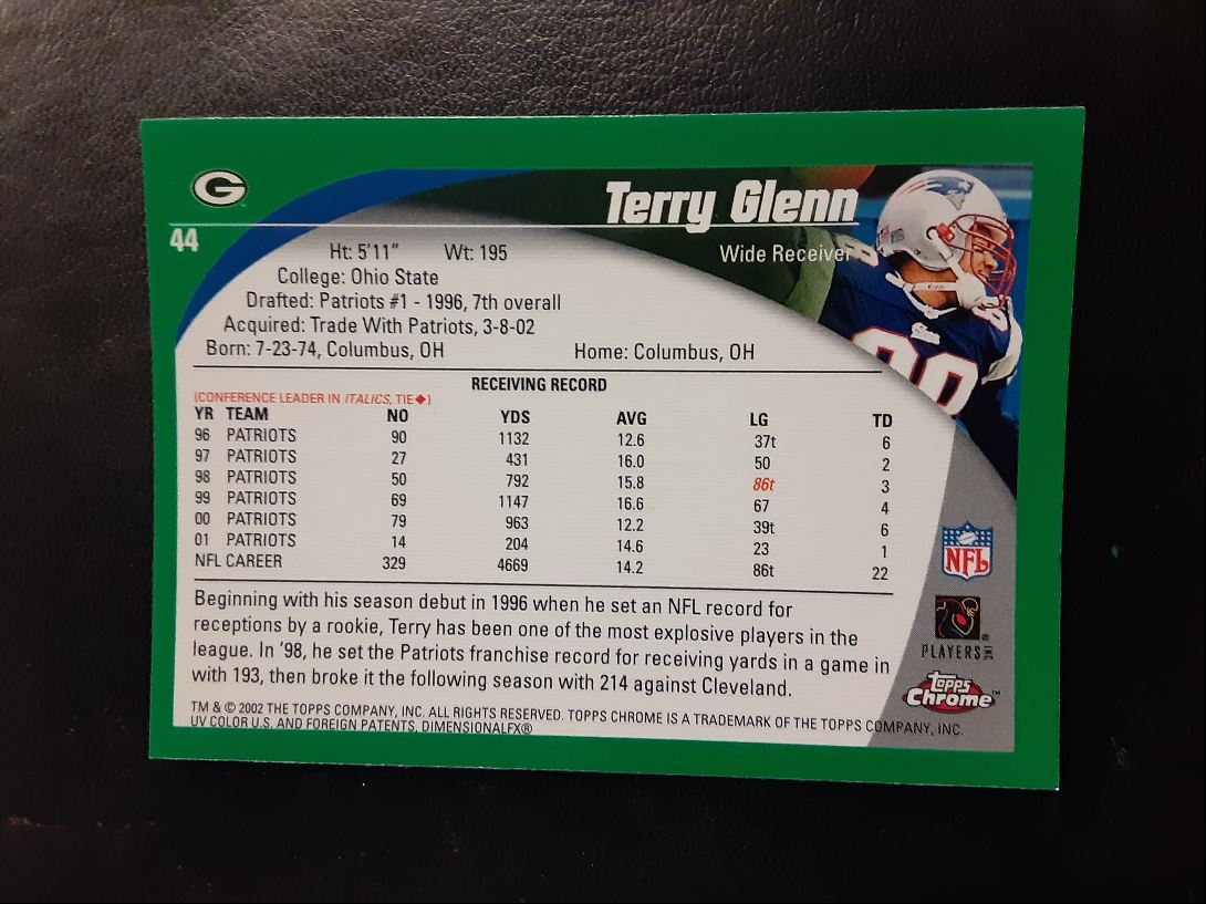 2002 Topps Chrome Terry Glenn