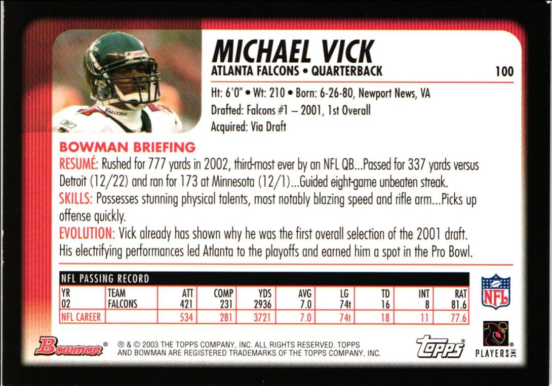 2003 Bowman Michael Vick